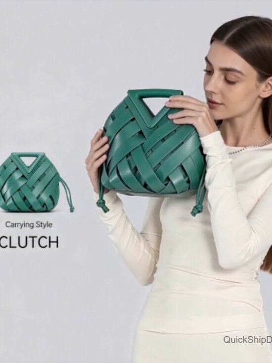 Woven PU Leather Hobo Crossbody Bag with Adjustable Shoulder Strap - Picture 7 of 7